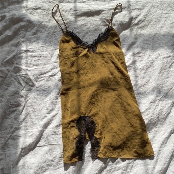 Urban Outfitters Other - Olive green slip black lace detailing